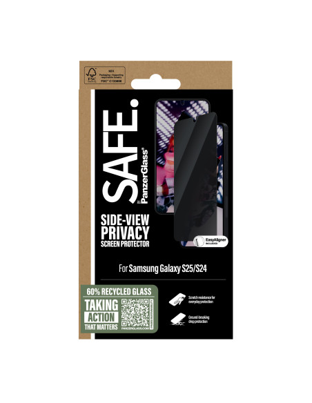 PanzerGlass SAFE. by ® Privacy Screen Protector Samsung Galaxy S25 | S24 | Ultra-Wide Fit w. EasyAligner Protector de pantalla