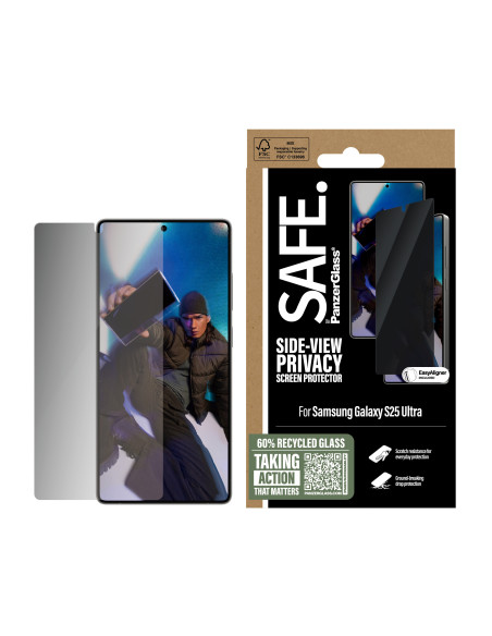 PanzerGlass SAFE. by ® Privacy Screen Protector Samsung Galaxy S25 Ultra | Ultra-Wide Fit w. EasyAligner Protector de pantalla