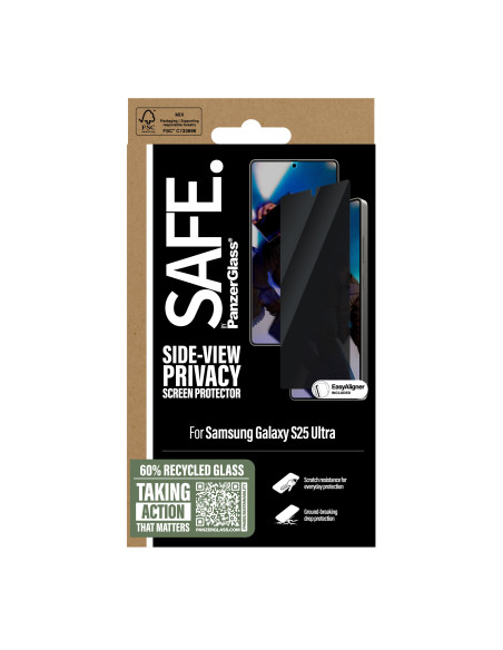 PanzerGlass SAFE. by ® Privacy Screen Protector Samsung Galaxy S25 Ultra | Ultra-Wide Fit w. EasyAligner Protector de pantalla