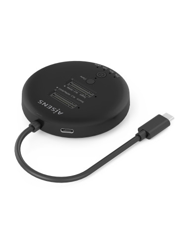 AISENS Estacion De Docking De Doble Bahia NVME a USB 3.2 Gen2x2, Clone, Negro