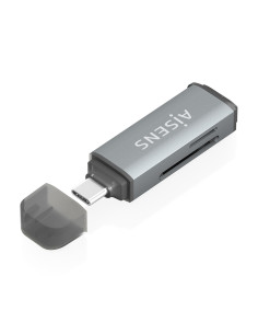 AISENS Lector De Tarjetas SD, Micro SD, MMC, Rs-MMC, MMC Micro, USB-C, Gris