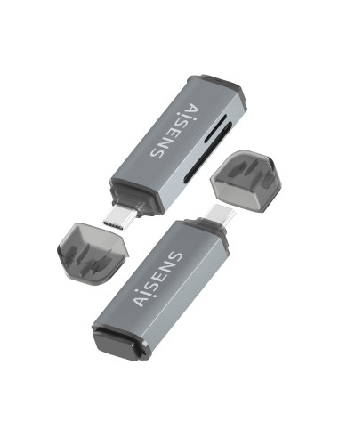 AISENS Lector De Tarjetas SD, Micro SD, MMC, Rs-MMC, MMC Micro, USB-C, Gris