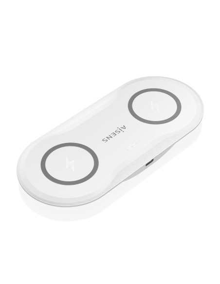 AISENS Cargador Inalambrico USB-C 15W 2 en 1 Para Movil Auriculares, Blanco