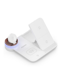 AISENS Cargador Inalambrico USB-C 4 en 1 De 15W Para Movil, Apple Watch, Auriculares Con Estuche De Carga, Blanco 2