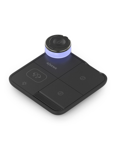 AISENS Cargador Inalambrico USB-C 4 en 1 De 15W Para Movil, Apple Watch, Auriculares Con Estuche De Carga, Negro