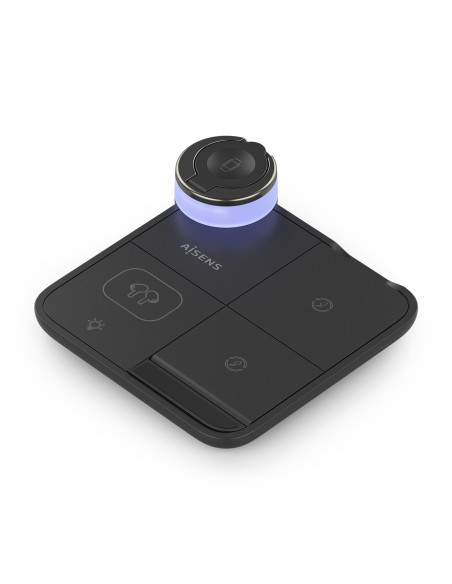 AISENS Cargador Inalambrico USB-C 4 en 1 De 15W Para Movil, Apple Watch, Auriculares Con Estuche De Carga, Negro