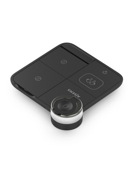 AISENS Cargador Inalambrico USB-C 4 en 1 De 15W Para Movil, Apple Watch, Auriculares Con Estuche De Carga, Negro