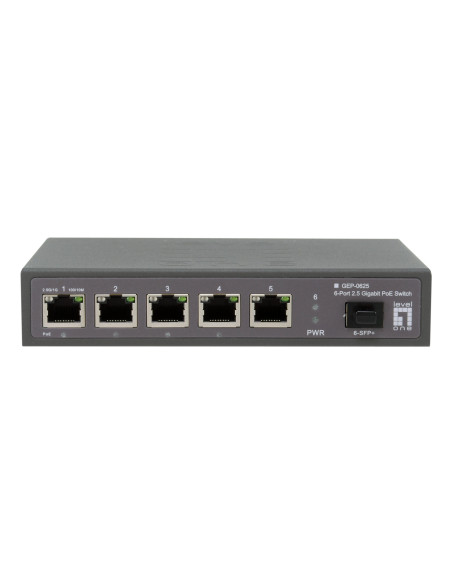 LevelOne GEP-0625 switch No administrado 2.5G Ethernet (100 1000 2500) Energía sobre Ethernet (PoE) Negro