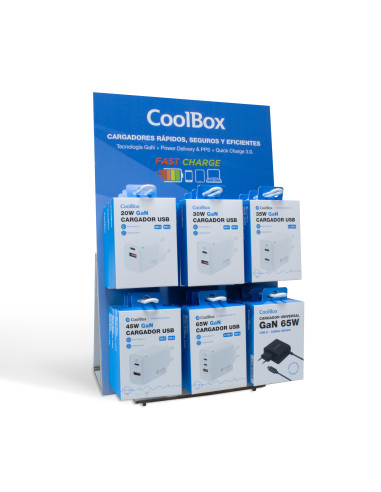 CoolBox PACK 18 CARGADORES GAN + EXPOSITOR