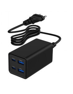 Gembird TA-UC-2A2C-PD65-01-BK cargador de dispositivo móvil Portátil, Smartphone Negro Corriente alterna Carga rápida Interior