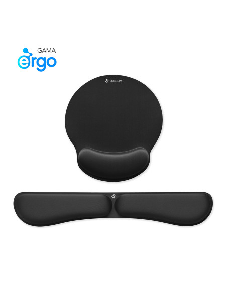 SUBBLIM Pack Alfombrilla de Ratón Ergonómica + Reposamuñecas Teclado – Espuma elástica, Superficie Microtexturizada