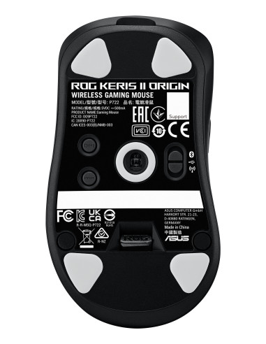 ASUS ROG Keris II Origin BLK ratón Juego mano derecha RF Wireless + Bluetooth + USB Type-A Óptico 42000 DPI