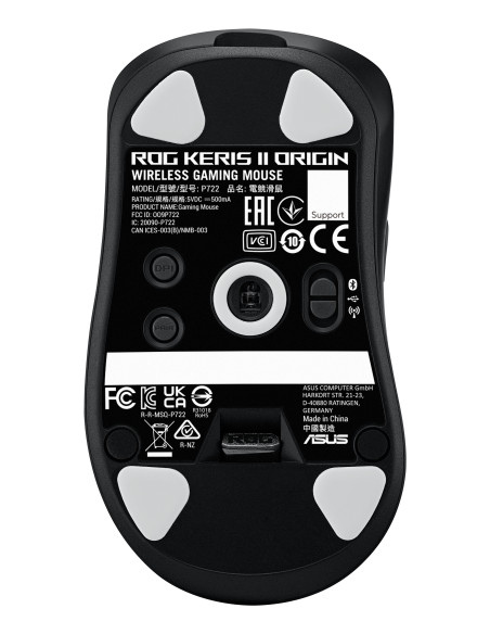 ASUS ROG Keris II Origin BLK ratón Juego mano derecha RF Wireless + Bluetooth + USB Type-A Óptico 42000 DPI