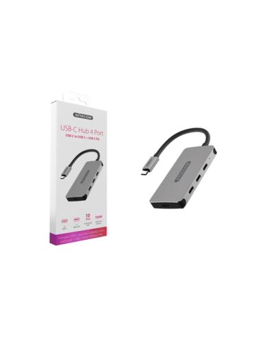 Sitecom CN-386 hub de interfaz USB 3.2 Gen 1 (3.1 Gen 1) Type-C 10000 Mbit/s Aluminio, Negro