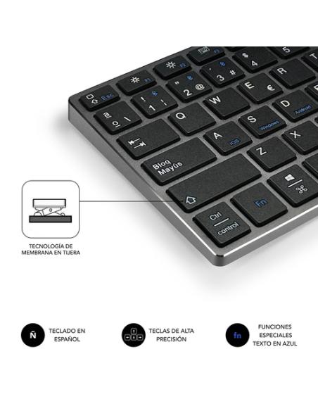 SUBBLIM Teclado Wireless Bluetooth Aluminio Advance Extended Grey