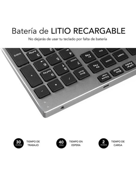 SUBBLIM Teclado Wireless Bluetooth Aluminio Advance Extended Grey