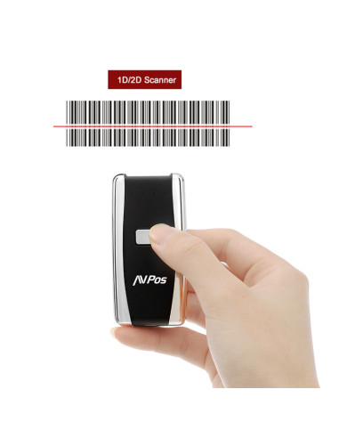 AVPos AVP-BT01-2D lector de código de barras Lector de códigos de barras manos libres 1D 2D CMOS Negro, Gris claro