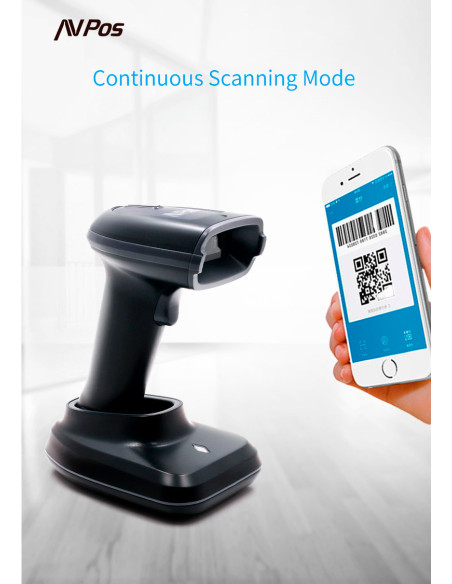 AVPos AVP-BT230-2D lector de código de barras Lector de códigos de barras portátil 1D 2D CMOS Negro