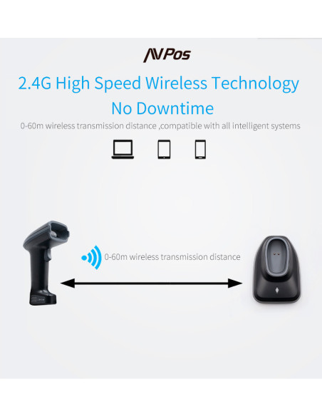 AVPos AVP-BT230-2D lector de código de barras Lector de códigos de barras portátil 1D 2D CMOS Negro