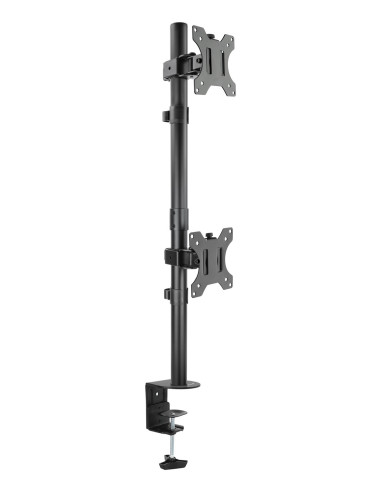 TooQ Soporte de Mesa, Giratorio e Inclinable, Vertical, para 2 Pantallas 13”-32”, Negro