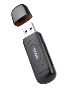 TooQ Lector de Tarjetas USB 3.0, 2 en 1, SD TF, Negro