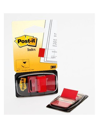 3M I680-1 etiqueta autoadhesiva Rectángulo Desmontable Rojo 50 pieza(s)