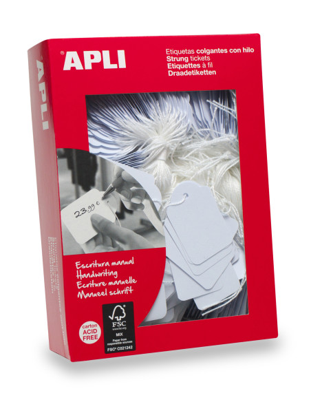 APLI 00392 etiqueta sin adhesivo 500 pieza(s) Blanco Rectángulo