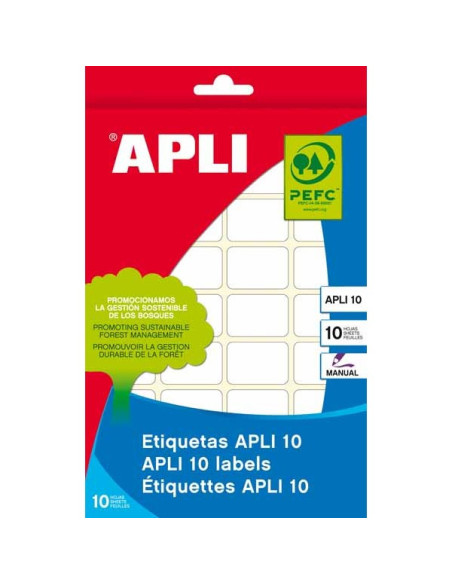 APLI 01639 etiqueta autoadhesiva Rectángulo Permanente Blanco 420 pieza(s)