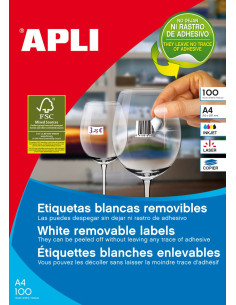 APLI 03052 etiqueta autoadhesiva Plaza Desmontable Blanco 100 pieza(s) 2