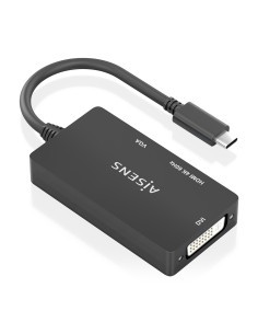 AISENS Conversor USB-C A DVI HDMI VGA, USB-C M-DVI H-HDMI H-VGA H, Negro, 15cm 2