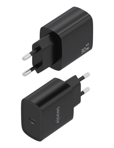 AISENS Cargador GaN 30W, 1xUSB-C PD3.0, Negro
