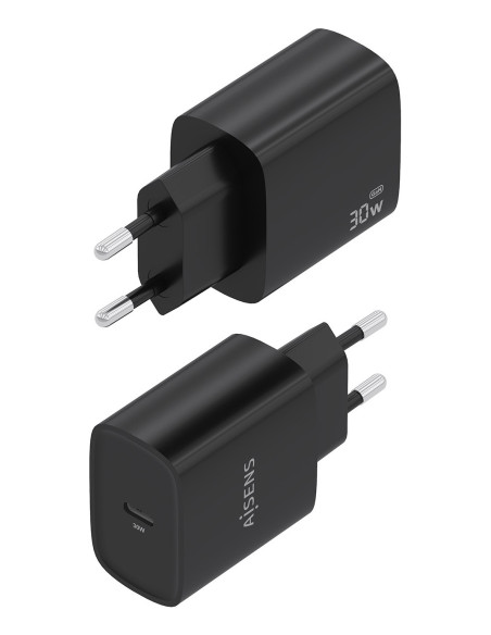 AISENS Cargador GaN 30W, 1xUSB-C PD3.0, Negro