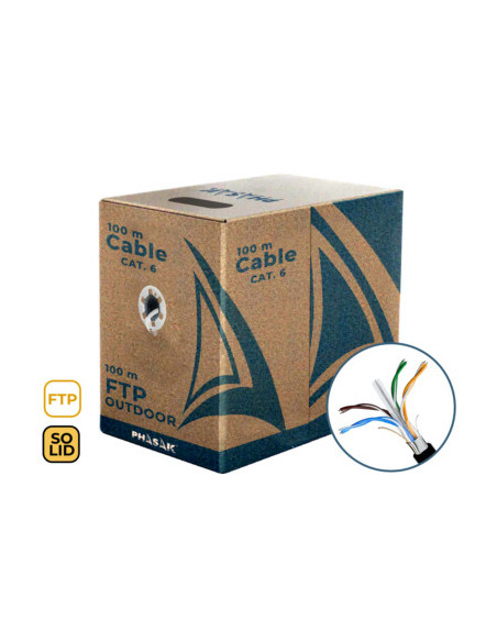 Phasak Bobina de cable de red FTP Cat.6 exterior CCA AWG23 100 m – PHR 671