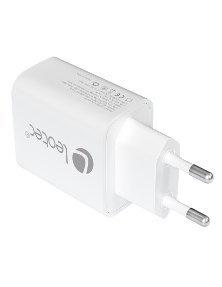 Leotec CARGADOR UNIVERSAL 30W GAN 1 USB C PD+1 USB A BLANCO