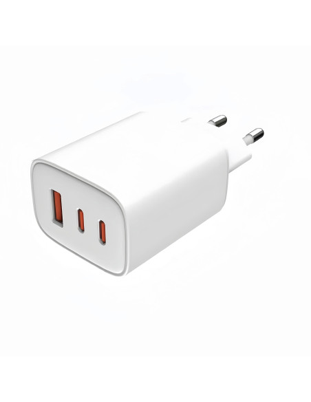 Leotec CARGADOR UNIVERSAL 65W GAN ULTRA SLIM 2 USB C PD+1 USB A BLANCO