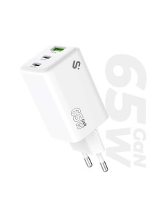 SUBBLIM Cargador GaN 65W USB-C + USB-C + USB-A