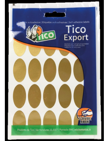 Tico E-GL-3620 etiqueta autoadhesiva Ovalado Oro 200 pieza(s)