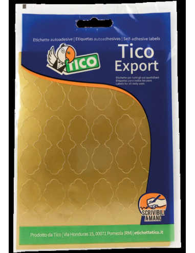 Tico E-GL-4818 etiqueta autoadhesiva Ovalado Oro 180 pieza(s)