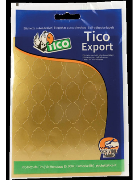 Tico E-GL-4818 etiqueta autoadhesiva Ovalado Oro 180 pieza(s)