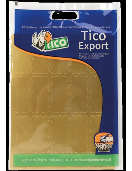 Tico E-GL-4521 etiqueta autoadhesiva Rectángulo Oro 150 pieza(s)