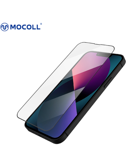 MOCOLL CRISTAL TEMPLADO IPHONE 14/13/13PRO NEGRO Ref MTGIP14B