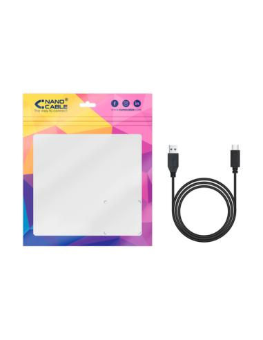 Nanocable Cable USB 3.1, Gen2 10 Gbps 3A, tipo USB-C/M-A/M, Negro, 2 m