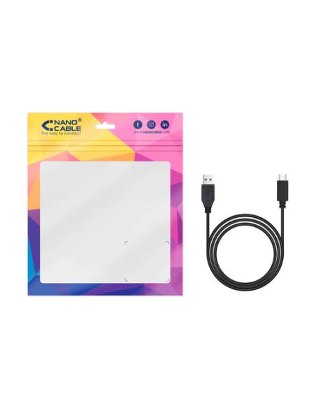 Nanocable Cable USB 3.1, Gen2 10 Gbps 3A, tipo USB-C/M-A/M, Negro, 2 m