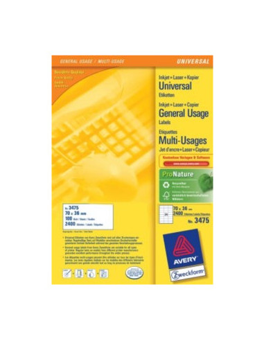 Avery 3475 etiqueta de impresora Blanco