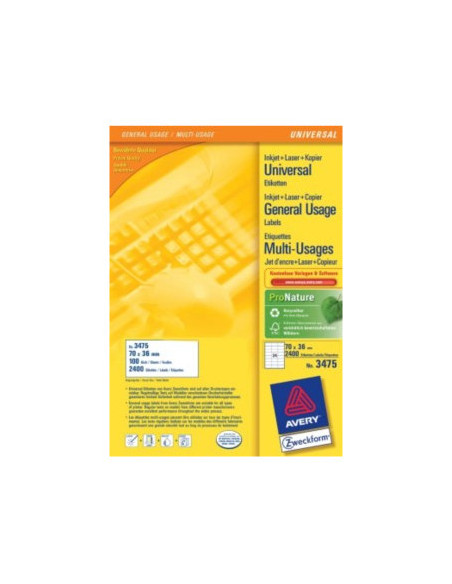 Avery 3475 etiqueta de impresora Blanco