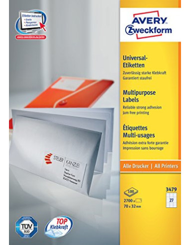 Avery Etiquetas blancas - ECOLÓGICAS, CERTIFICADAS FSC® 70 x 32 mm