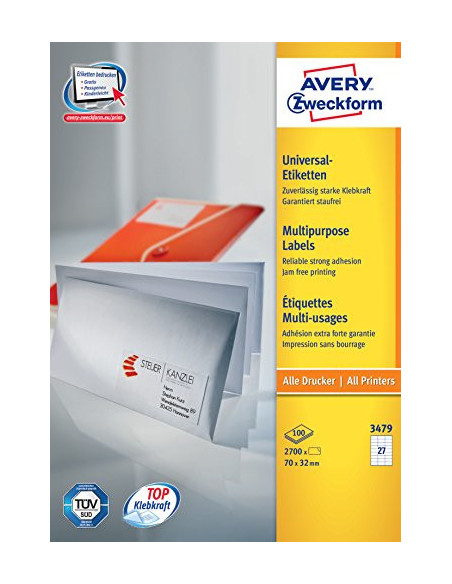 Avery Etiquetas blancas - ECOLÓGICAS, CERTIFICADAS FSC® 70 x 32 mm