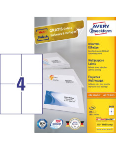 Avery 3483 etiqueta autoadhesiva Rectángulo Permanente Blanco 400 pieza(s)