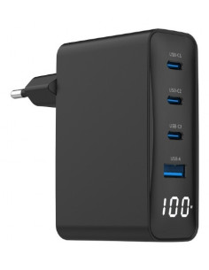Gembird TA-UC-PDQC100LCD-01-BK cargador de dispositivo móvil Portátil, Smartphone Negro Corriente alterna Carga rápida Interior
