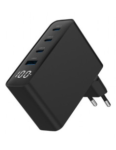Gembird TA-UC-PDQC100LCD-01-BK cargador de dispositivo móvil Portátil, Smartphone Negro Corriente alterna Carga rápida Interior 2